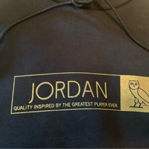 Jordan X Ovo  rare men’s Black Hoodie with 
Gold Logo. In demand!